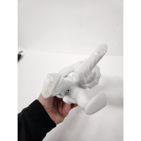 Vintage White Ceramic Angel Cherub Boy Holding Cornucopia Vase Figurine RARE - Picture 8 of 9